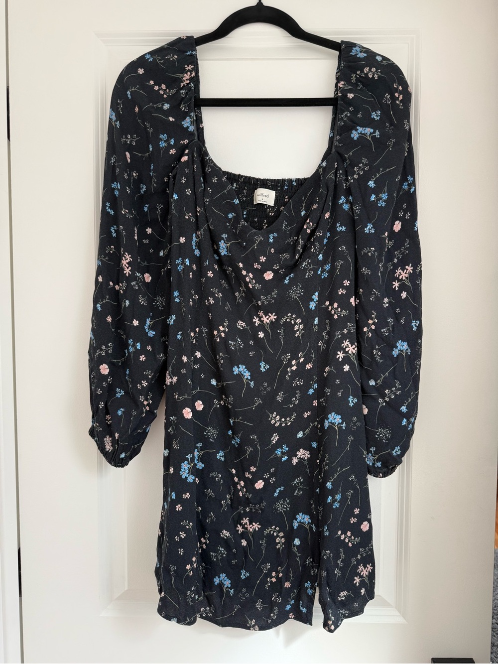 WilfredWomen's Floral Square-Neck Dress - Black with Blue & Pink Flowers 6